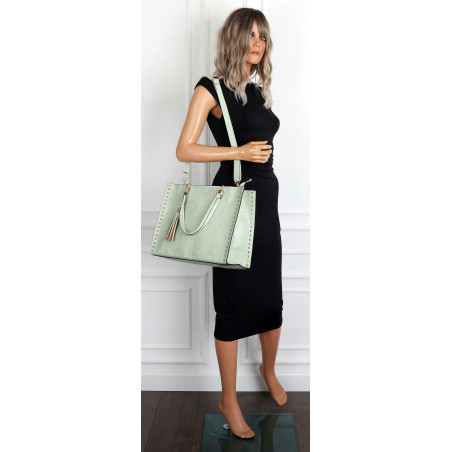 Torebka damska teczka A4 pojemna listonoszka 2w1 duża modna HJ81121 Zielona
