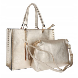 Torebka damska teczka A4 pojemna miejska listonoszka 2w1 duża HJ81121 Złota