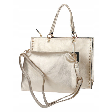 Torebka damska teczka A4 pojemna miejska listonoszka 2w1 duża HJ81121 Złota