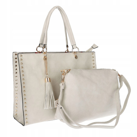 Torebka damska teczka A4 pojemna modna listonoszka 2w1 duża HJ81121 Beżowa