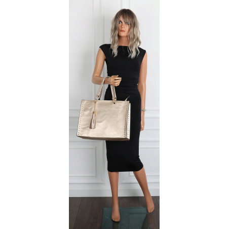 Torebka damska teczka A4 pojemna miejska listonoszka 2w1 duża HJ81121 Złota