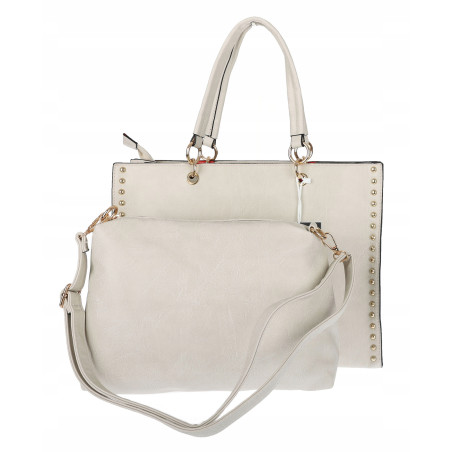 Torebka damska teczka A4 pojemna modna listonoszka 2w1 duża HJ81121 Beżowa