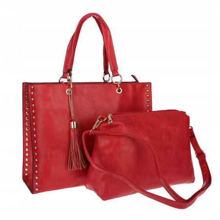 Torebka damska teczka A4 pojemna listonoszka 2w1 duża HJ81121 Czerwona