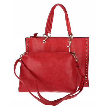 Torebka damska teczka A4 pojemna listonoszka 2w1 duża HJ81121 Czerwona