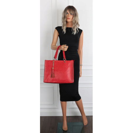 Torebka damska teczka A4 pojemna listonoszka 2w1 duża HJ81121 Czerwona