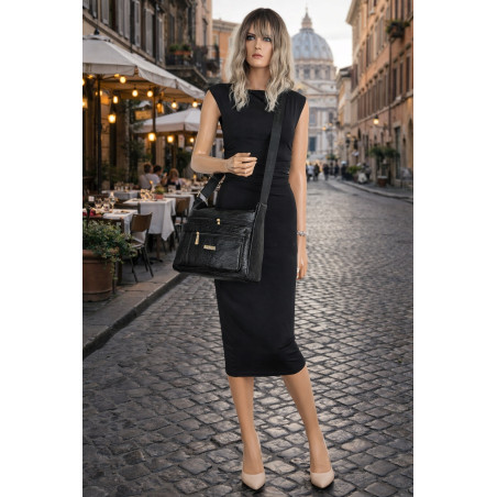 Torebka Damska Listonoszka Modna Pojemna Torba na Ramię casual CH894 Czarna