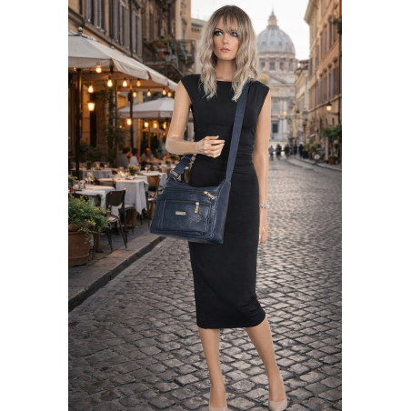 Torebka Damska Listonoszka Modna Pojemna Torba na Ramię CH894 Granatowa