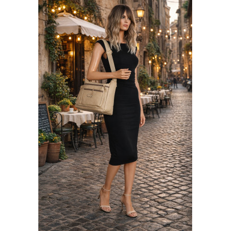 Torebka Damska Listonoszka Modna Pojemna Torba na Ramię casual CH894 Beżowa