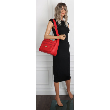 Torebka Damska Listonoszka Modna Pojemna Torba na Ramię CH894 Czerwona