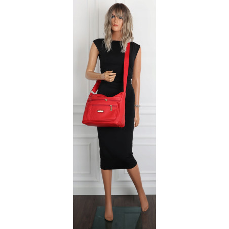 Torebka Damska Listonoszka Modna Pojemna Torba na Ramię CH894 Czerwona