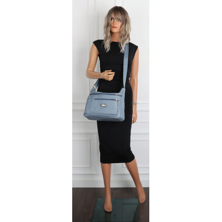 Torebka Damska Listonoszka Modna Pojemna Torba na Ramię CH894 Niebieska