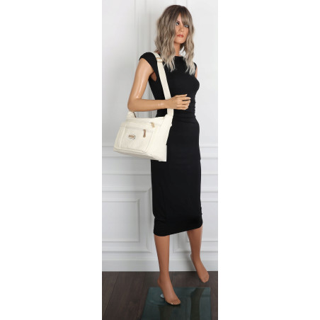 Torebka Damska Listonoszka Modna Pojemna Torba na Ramię casual CH894 Beżowa