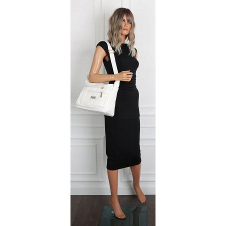 Torebka Damska Listonoszka Modna Pojemna Miejska Torba na Ramię CH894 Biała