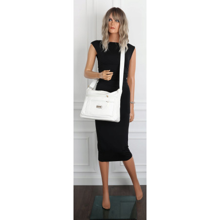 Torebka Damska Listonoszka Modna Pojemna Miejska Torba na Ramię CH894 Biała