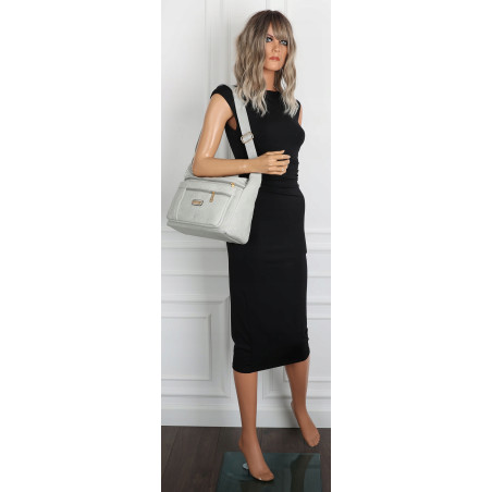 Torebka Damska Listonoszka Modna Pojemna Miejska Torba na Ramię CH894 Szara