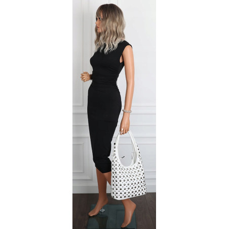 Torebka damska worek pojemna na ramię z ćwiekami duża torba HJ1357 Biała