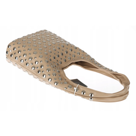 Torebka damska worek pojemna na ramię z ćwiekami duża torba HJ1357 Beżowa