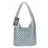 Torebka damska worek pojemna na ramię miejska z ćwiekami HJ1357 Niebieska