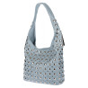 Torebka damska worek pojemna na ramię miejska z ćwiekami HJ1357 Niebieska