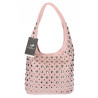 Torebka damska worek pojemna na ramię z ćwiekami duża torba HJ1357 Różowa