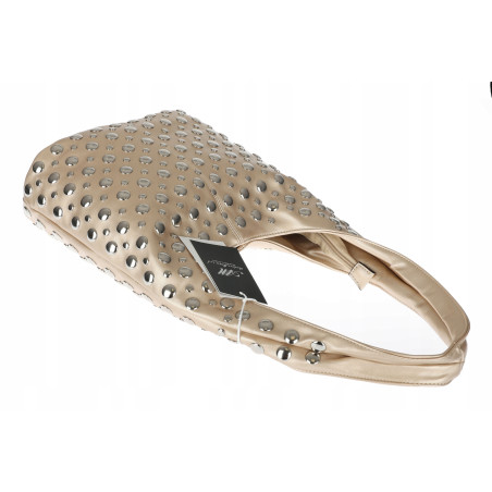 Torebka damska worek pojemna na ramię z ćwiekami duża torba HJ1357 Złota