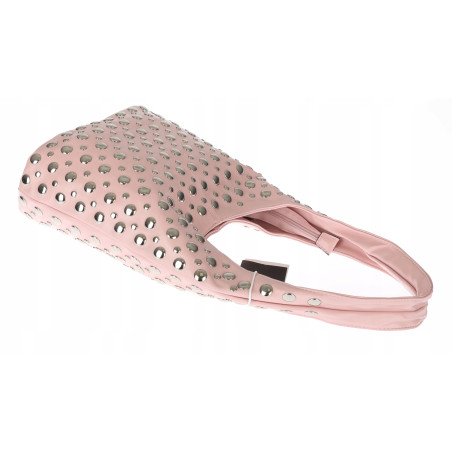 Torebka damska worek pojemna na ramię z ćwiekami duża torba HJ1357 Różowa