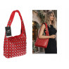 Torebka damska worek pojemna na ramię z ćwiekami duża torba HJ1357 Czerwona