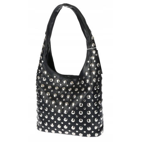 Torebka damska worek pojemna na ramię z ćwiekami duża torba HJ1357 Czarna