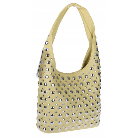 Torebka damska worek pojemna na ramię z ćwiekami duża torba HJ1357 Żółta