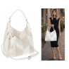 Torebka damska worek shopper pojemna torba na ramię frędzle MC675 Biała