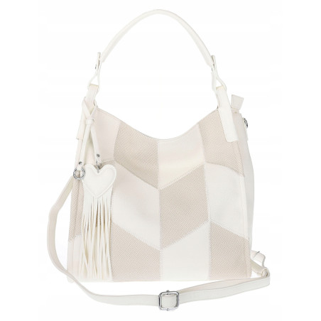Torebka damska worek shopper pojemna torba na ramię frędzle MC675 Biała