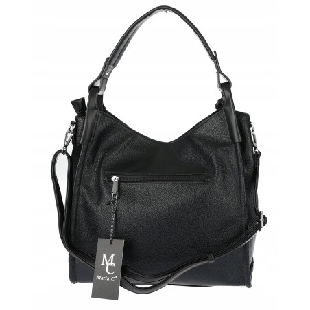 Torebka damska worek shopper pojemna torba na ramię frędzle MC675 Czarna