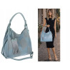 Torebka damska worek shopper pojemna torba na ramię frędzle MC675 Niebieska