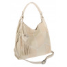 Torebka damska worek shopper pojemna torba na ramię frędzle MC675 Beżowa