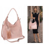 Torebka damska worek shopper pojemna torba na ramię frędzle MC675 Różowa