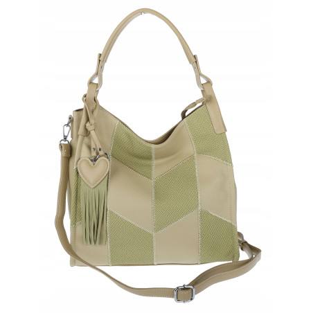 Torebka damska worek shopper pojemna torba na ramię frędzle MC675 Zielona