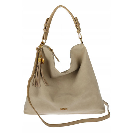 Torebka damska worek shopper pojemna elegancka torba na ramię CC3151 Beżowa