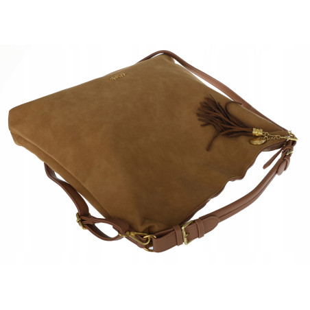 Torebka damska worek shopper pojemna miejska torba na ramię CC3151 Brązowa