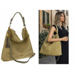 Torebka damska worek shopper pojemna miejska torba na ramię CC3151 Zielona