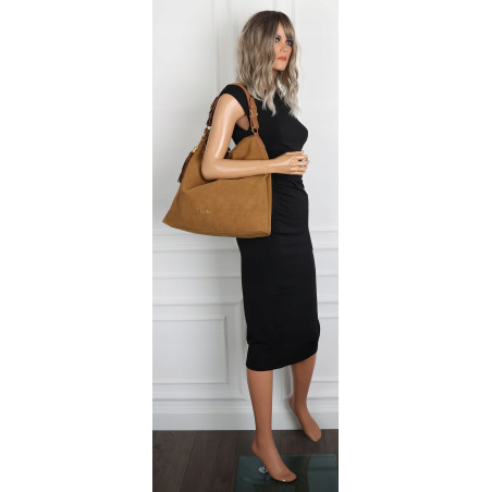 Torebka damska worek shopper pojemna miejska torba na ramię CC3151 Brązowa