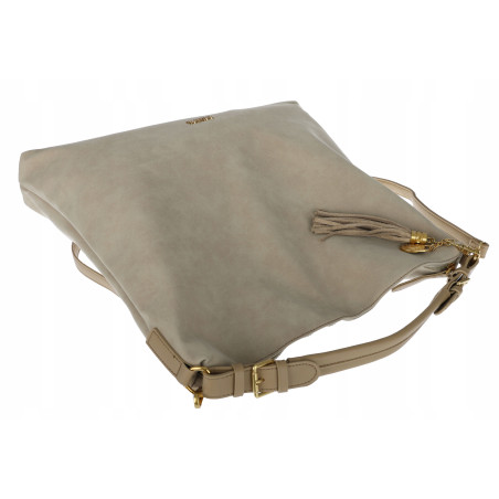 Torebka damska worek shopper pojemna elegancka torba na ramię CC3151 Beżowa