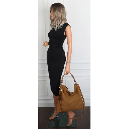 Torebka damska worek shopper pojemna miejska torba na ramię CC3151 Brązowa