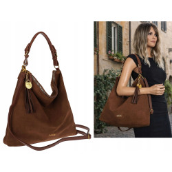 Torebka damska worek shopper pojemna elegancka na ramię CC3151 Czekoladowa