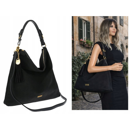 Torebka damska worek shopper pojemna elegancka torba na ramię CC3151 Czarna