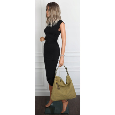 Torebka damska worek shopper pojemna miejska torba na ramię CC3151 Zielona