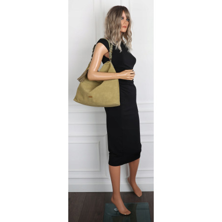 Torebka damska worek shopper pojemna miejska torba na ramię CC3151 Zielona