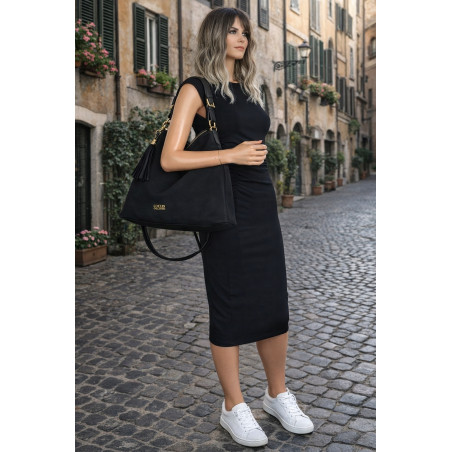 Torebka damska worek shopper pojemna elegancka torba na ramię CC3151 Czarna