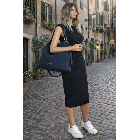 Torebka damska worek shopper pojemna miejska na ramię CC3151 Granatowa