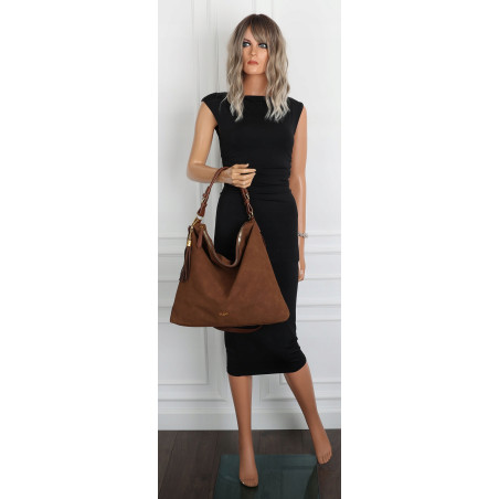 Torebka damska worek shopper pojemna elegancka na ramię CC3151 Czekoladowa