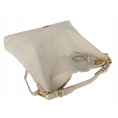 Torebka damska worek shopper pojemna elegancka torba na ramię CC3151 Beżowa